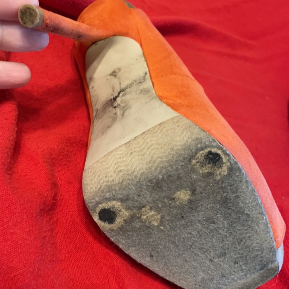 Orange/Tan 5” Suede Stilettos - Picture 11 of 12
